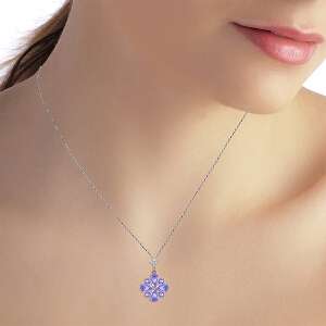 2.43 Carat 14K Solid White Gold Tanzanite Necklace Pressed Against