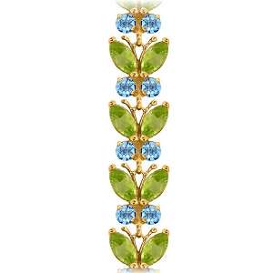 14K Solid Rose Gold Butterfly Bracelet w/ Peridot & Blue