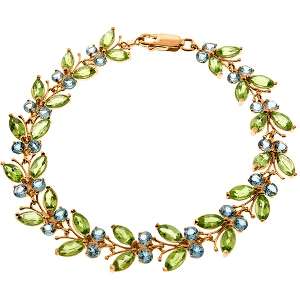 14K Solid Rose Gold Butterfly Bracelet w/ Peridot & Blue