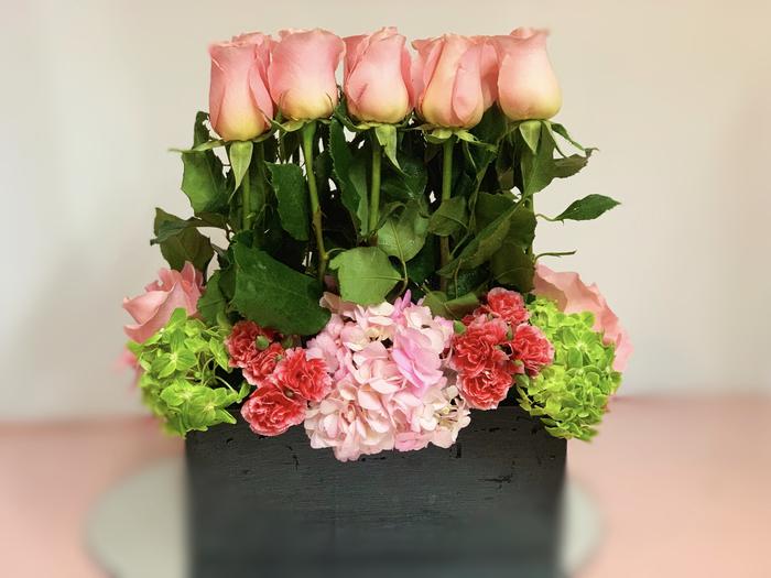 Long box with roses