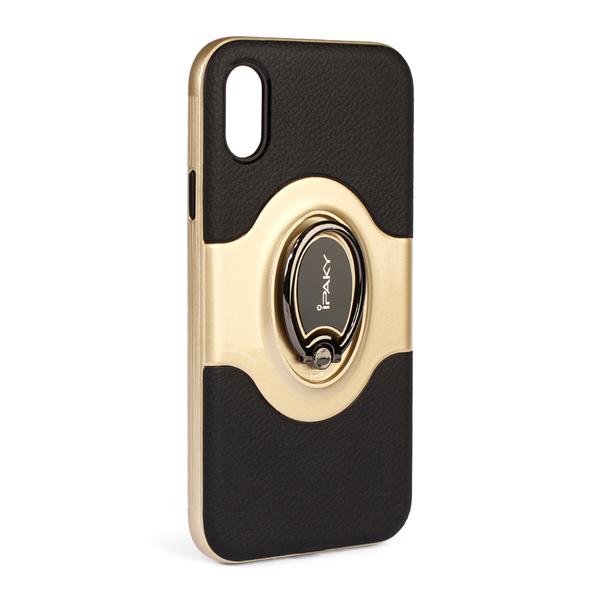 DI-N-C-5-0-HDP1856G-IPHONE X CASE WITH RING HOLDER- GOLD/1PC