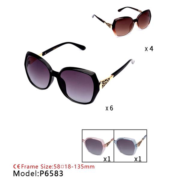 L-4-2-FRT-P6583 - BEVELED FRAME TINTED SUNGLASSES/12PCS