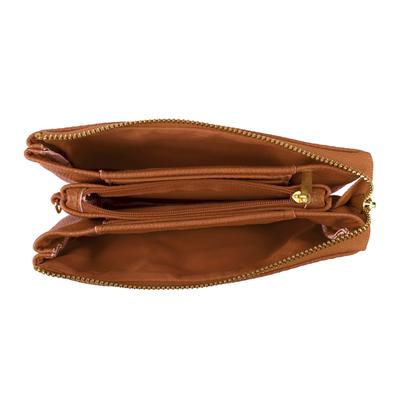 G-5-4/G-6-4/G-5-3 -005CM- LEATHER WALLET WITH DETACHABLE WRISTLET - CAMEL /1PC