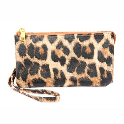 G-6-3/G-5-3-005LEO - LEATHER WALLET WITH DETACHABLE WRISTLET -LEOPARD /1PC