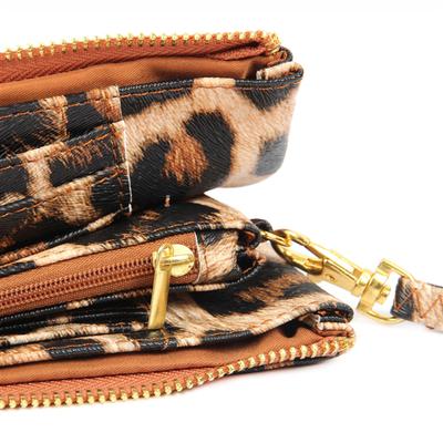 G-6-3/G-5-3-005LEO - LEATHER WALLET WITH DETACHABLE WRISTLET -LEOPARD /1PC