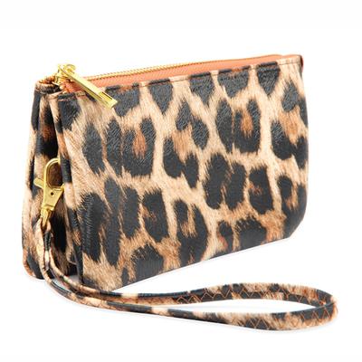 G-6-3/G-5-3-005LEO - LEATHER WALLET WITH DETACHABLE WRISTLET -LEOPARD /1PC