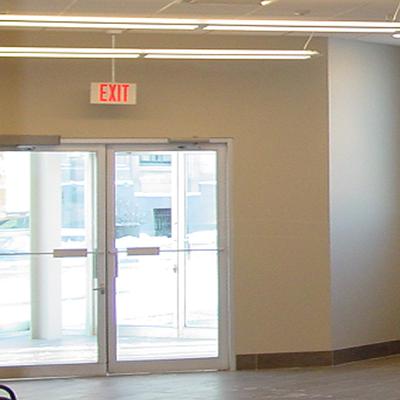 LED EXIT SIGN DOUBLE SIDED MIRROR STYLE CEILING STYLE WITH 90 MINS BATTERY BACKUP -RED UL LISTED JELEX2RM