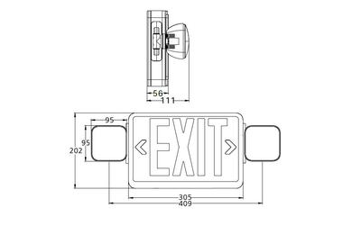 LED EXIT EMERGENCY COMBO SIGN 2 HEADS WITH 90 MINS BATTERY BACKUP -RED UL LISTED JLEC2RW 3 YEARS WARRANTY
