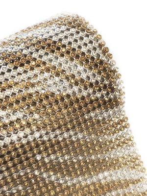 ALUMINIUM SILVER BASE ZEBRA GOLD TOPAZ-WHITE PAINTED HOTFIX RHINESTONE SHEET, SS7, 45*120CM (ALP)n