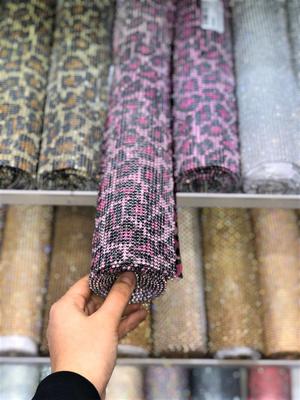 ALUMINIUM SILVER BASE CHEETAH BLACK-PINK PAINTED HOTFIX RHINESTONE SHEET, SS7, 45*120CM (ALP)