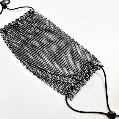RHINESTONE MESH BLACK FACE MASK