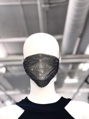 RHINESTONE MESH BLACK FACE MASK