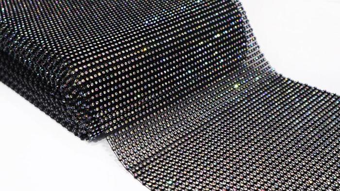 ELASTIC RHINESTONE X FABRIC I BLACK & CLEAR CRYSTAL AB