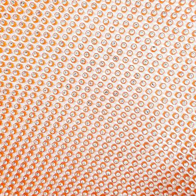 ELASTIC RHINESTONE X FABRIC I ORANGE & CLEAR CRYSTAL