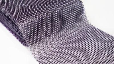ELASTIC RHINESTONE X FABRIC I PURPLE & CLEAR CRYSTAL