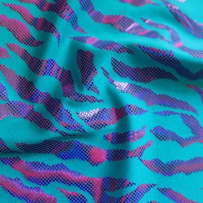 Tigress Foiled Spandex - Hawaii/Fuchsia
