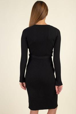 Front Belt Sweater Dress