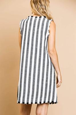 A4801 Linen Blend Striped Dress