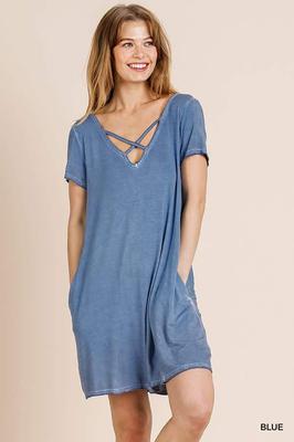 R7189 Washed Crossed V-Neck