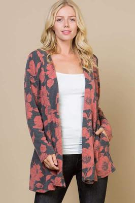 T6975 Floral Cardigan