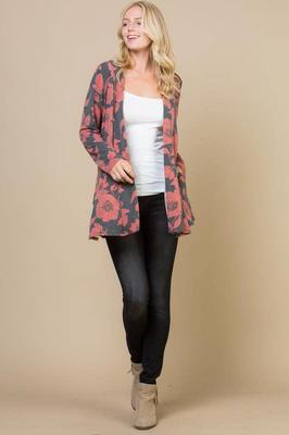 T6975 Floral Cardigan