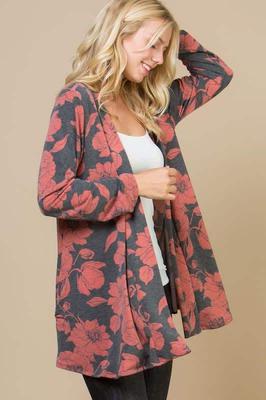 T6975 Floral Cardigan
