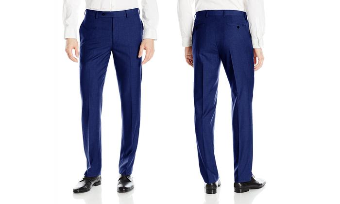 FINO UOMOnSOLID HEMMED DRESS PANTS