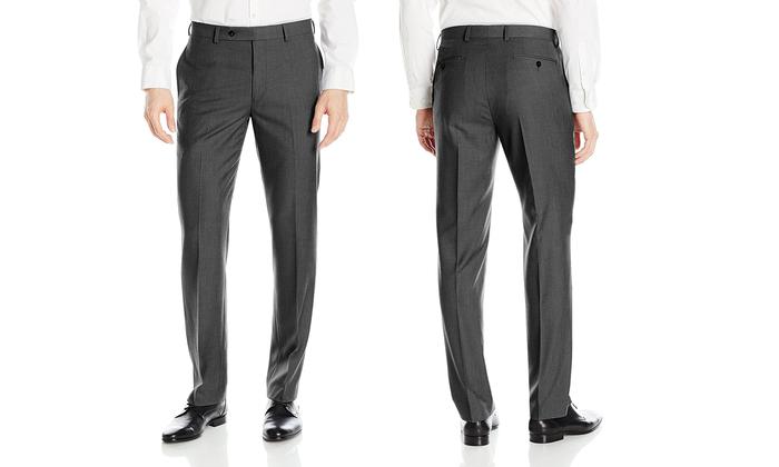 FINO UOMOnSOLID HEMMED DRESS PANTS