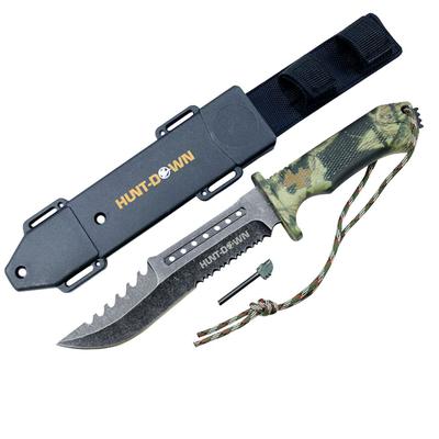 Hunt-Down Forest Camo 12" Carbon Steel Hunting Tactical Fixed Blade