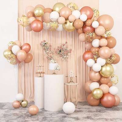 Macaron Orange Balloon Garland Arch Kit Metallic Chrome Ballons with 4D Globos and Rose Gold Confetti Latex Balloon