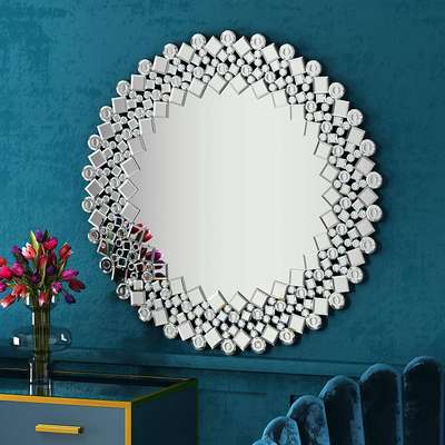 Empire Art Direct Flower Burst Bling Round Wall Gold Metal Frame