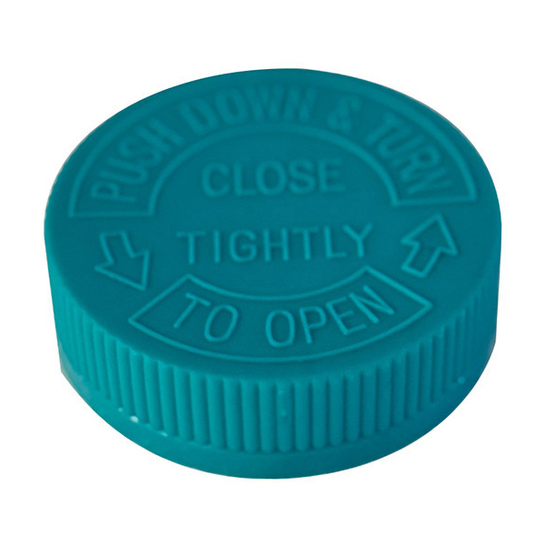 58mm 58-400 Teal Green Child Resistant Cap (PDT) w/Induction Seal