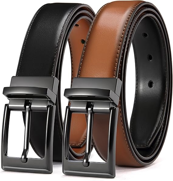 CHAOREN Reversible Belt Men 1 Piece - 1.25 Leather Dress Belt - Trim to Fit for Elegant Style